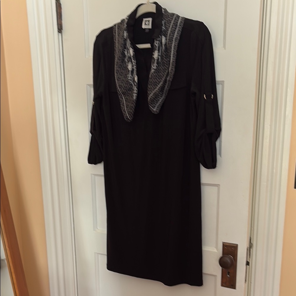 Bundle: Black Ann Klein Dress, Size M & Coach scarf